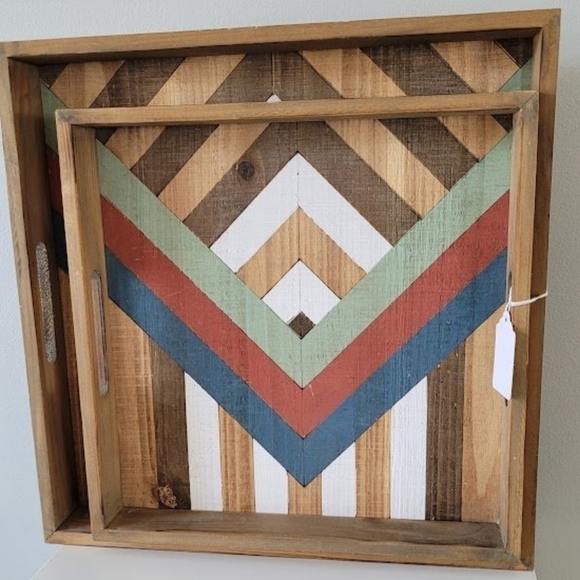 Other - 2 New Geometric Wooden Serving Trays
